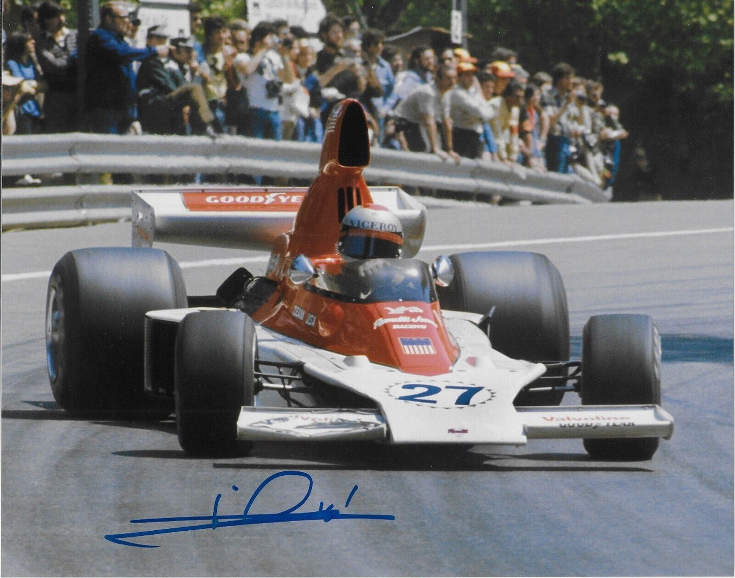 Photo 8x10 autographiée du pilote de Formule 1 Mario Andretti n°5 originale