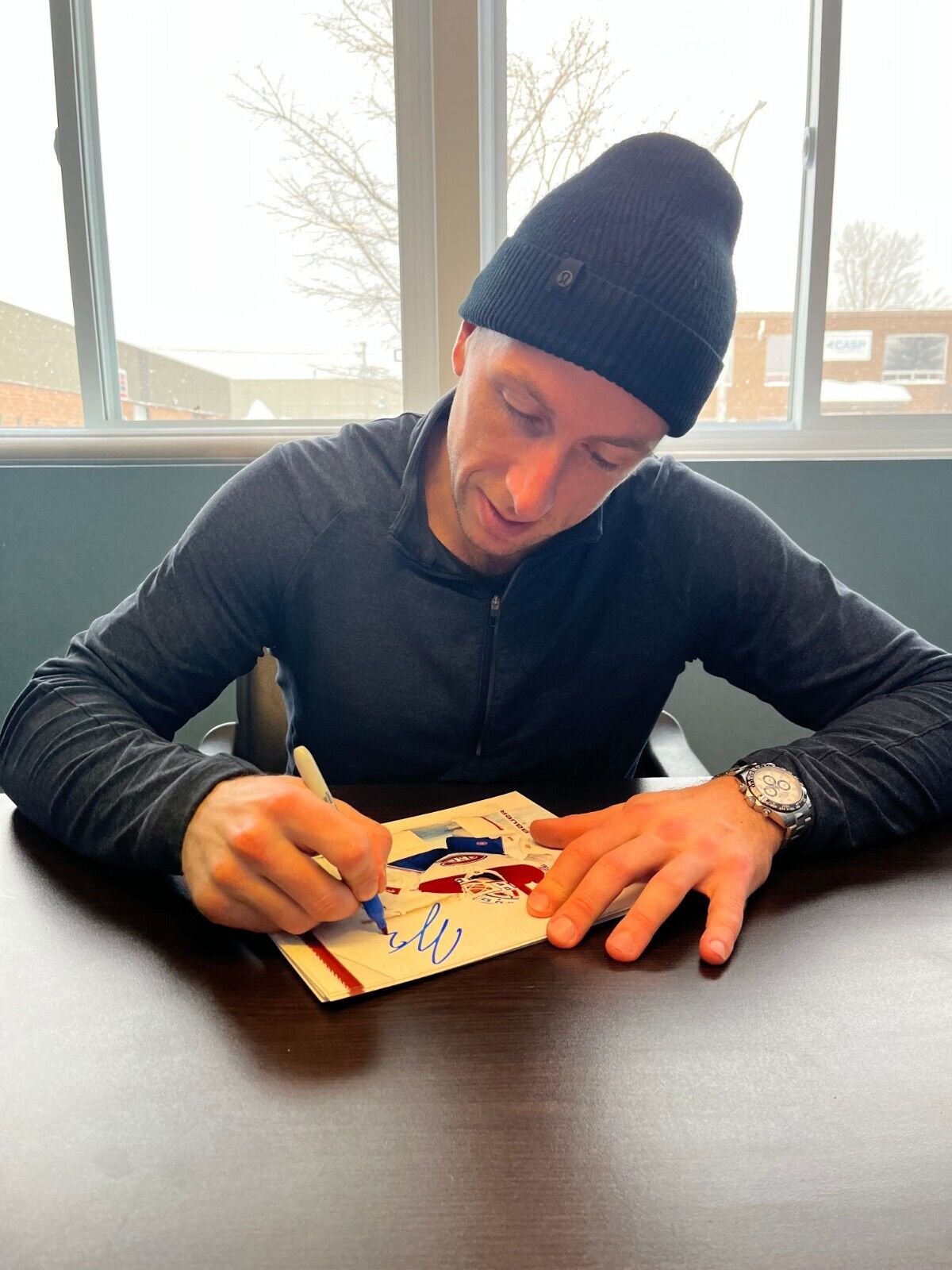 Photo 8x10 signée Arber Xhekaj par Jake Allen des Canadiens de Montréal, dédicace privée