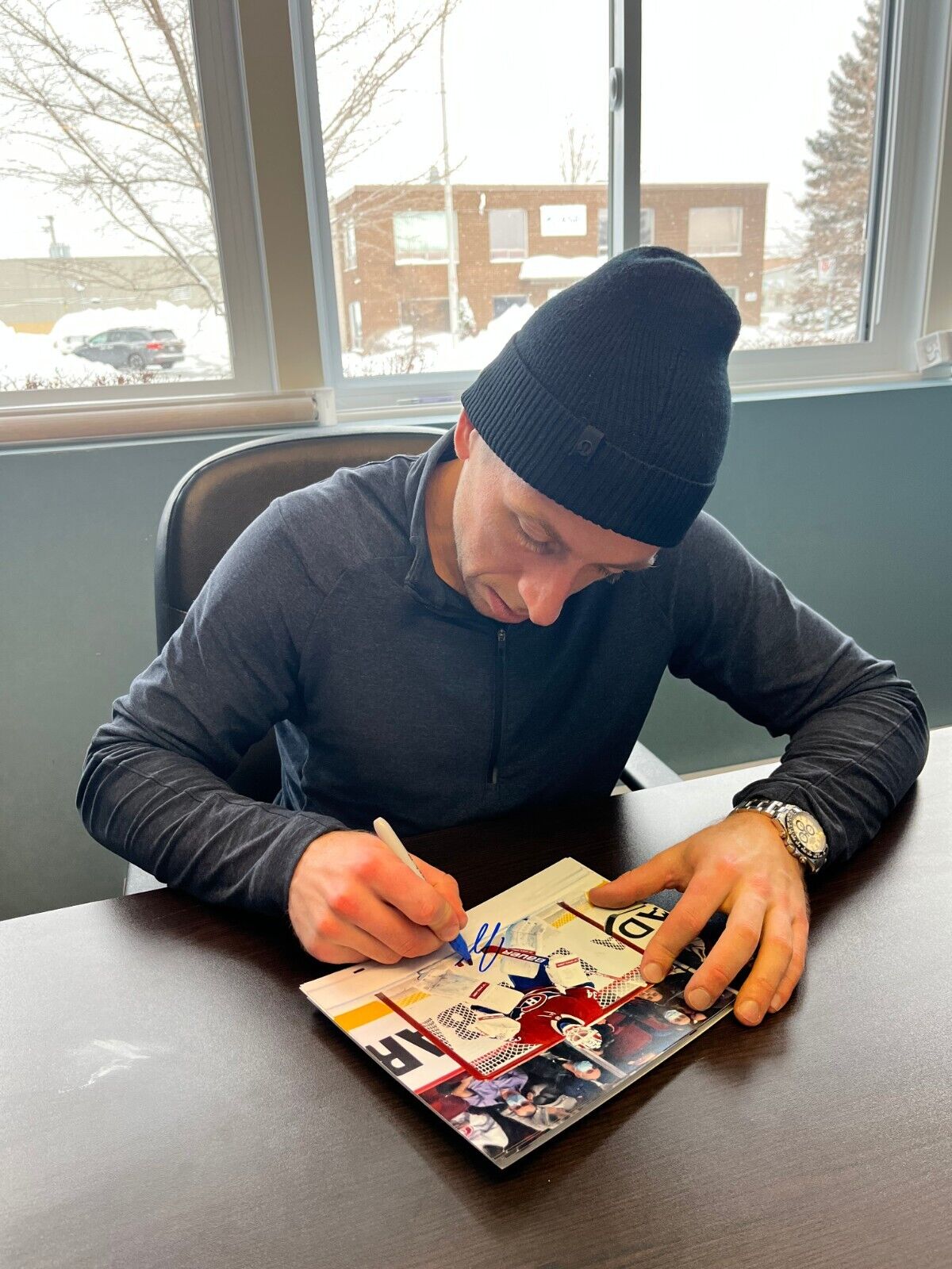 Photo 8x10 signée Arber Xhekaj par Jake Allen des Canadiens de Montréal, dédicace privée