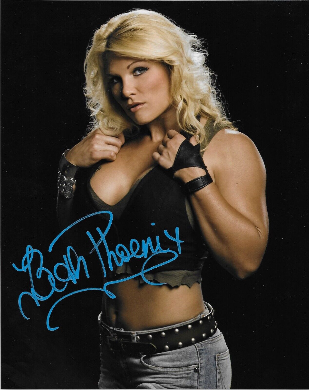 Photo autographiée de la lutteuse Beth Phoenix signée WWE Smack Down 8x10 #3 Original