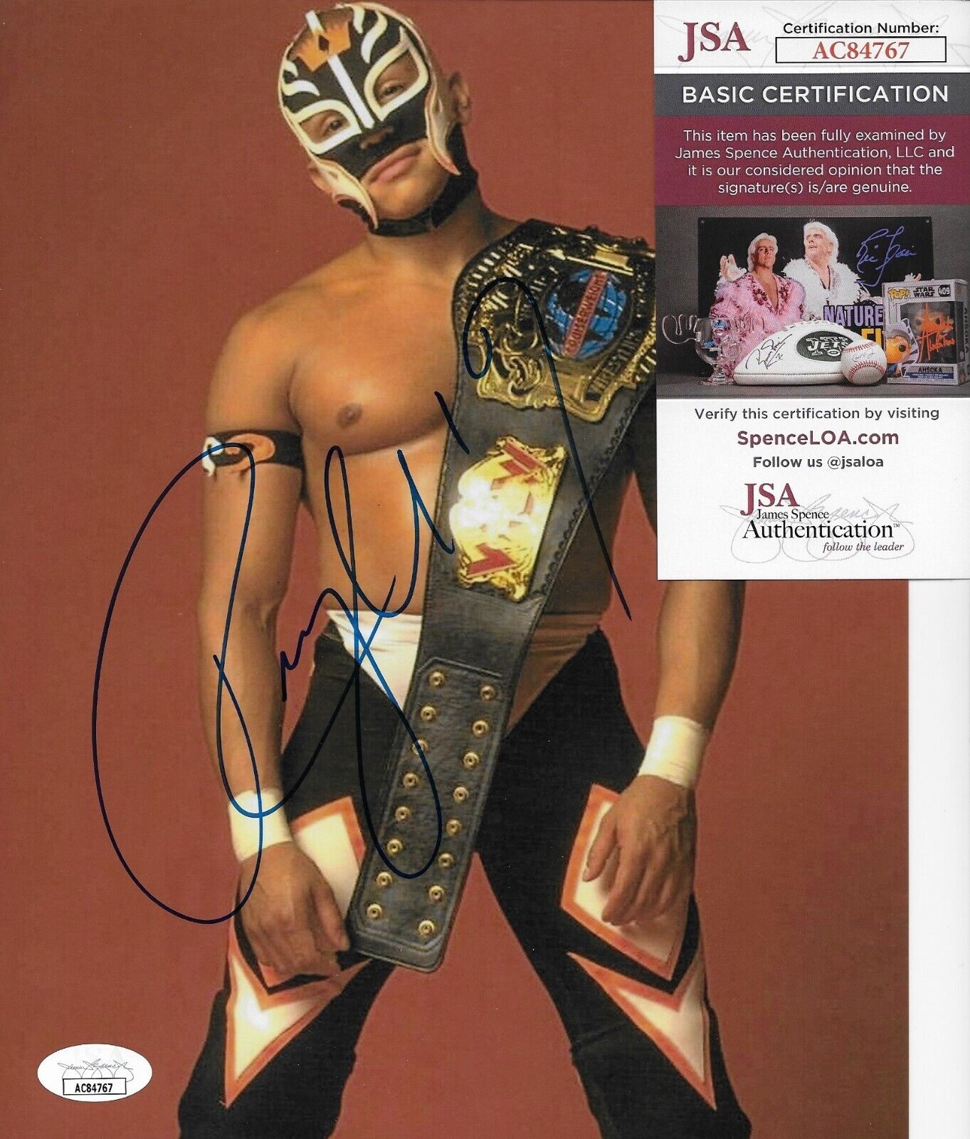 Autographed Wrestling Rey Mysterio Signed WWE 8x10 Photo #2 w JSA Authentication