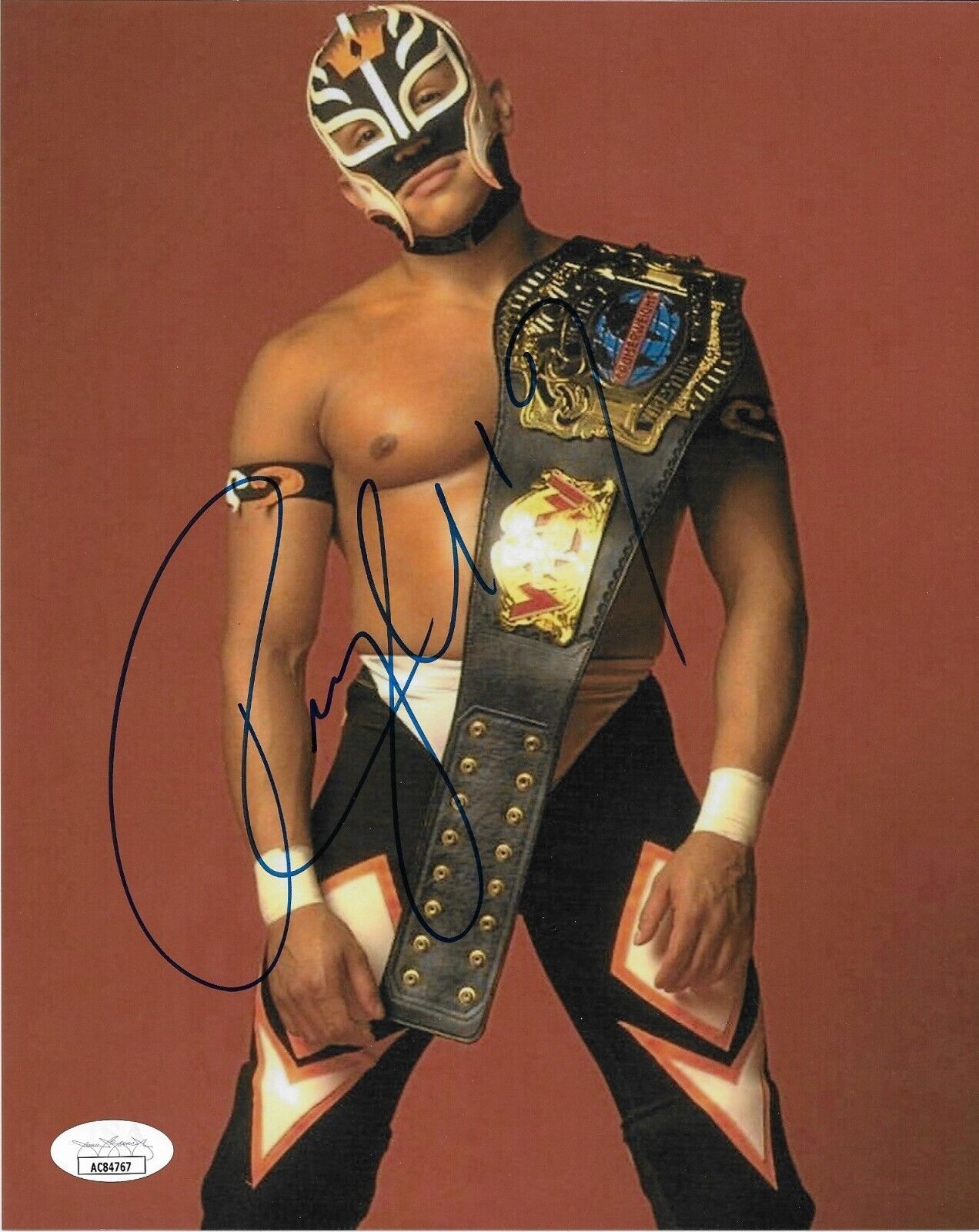Autographed Wrestling Rey Mysterio Signed WWE 8x10 Photo #2 w JSA Authentication