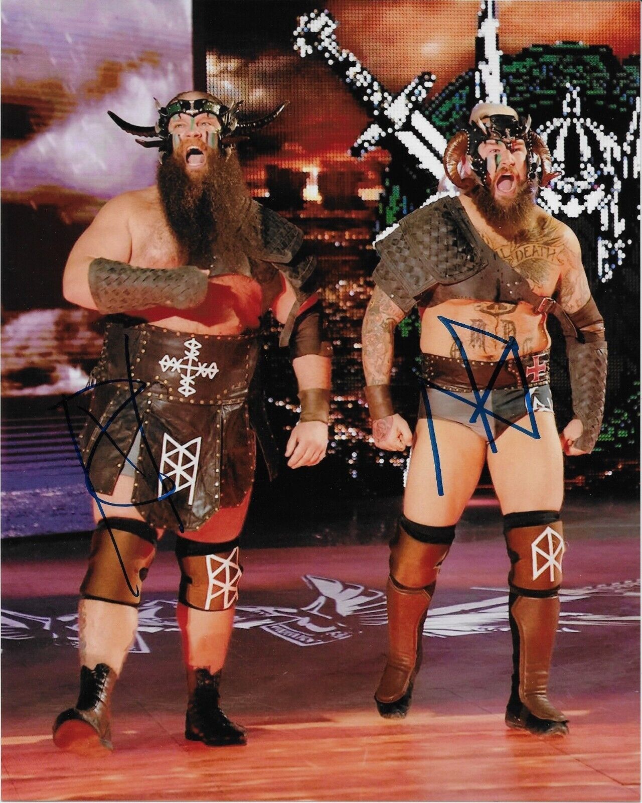 Autographed Wrestling Viking Raiders Erik & Ivar Signed WWE 8x10 Ph. #5 Original
