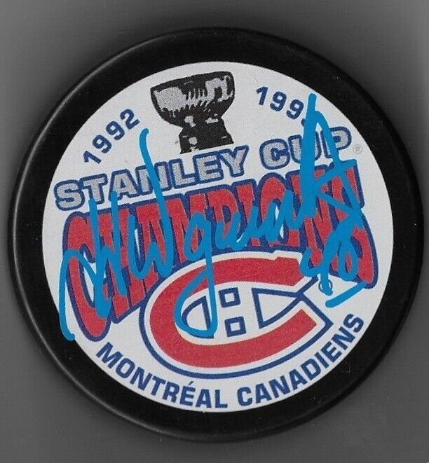 Autographed Montreal Canadiens JJ Daigneault 92-93 Stanley Cup Champions Puck