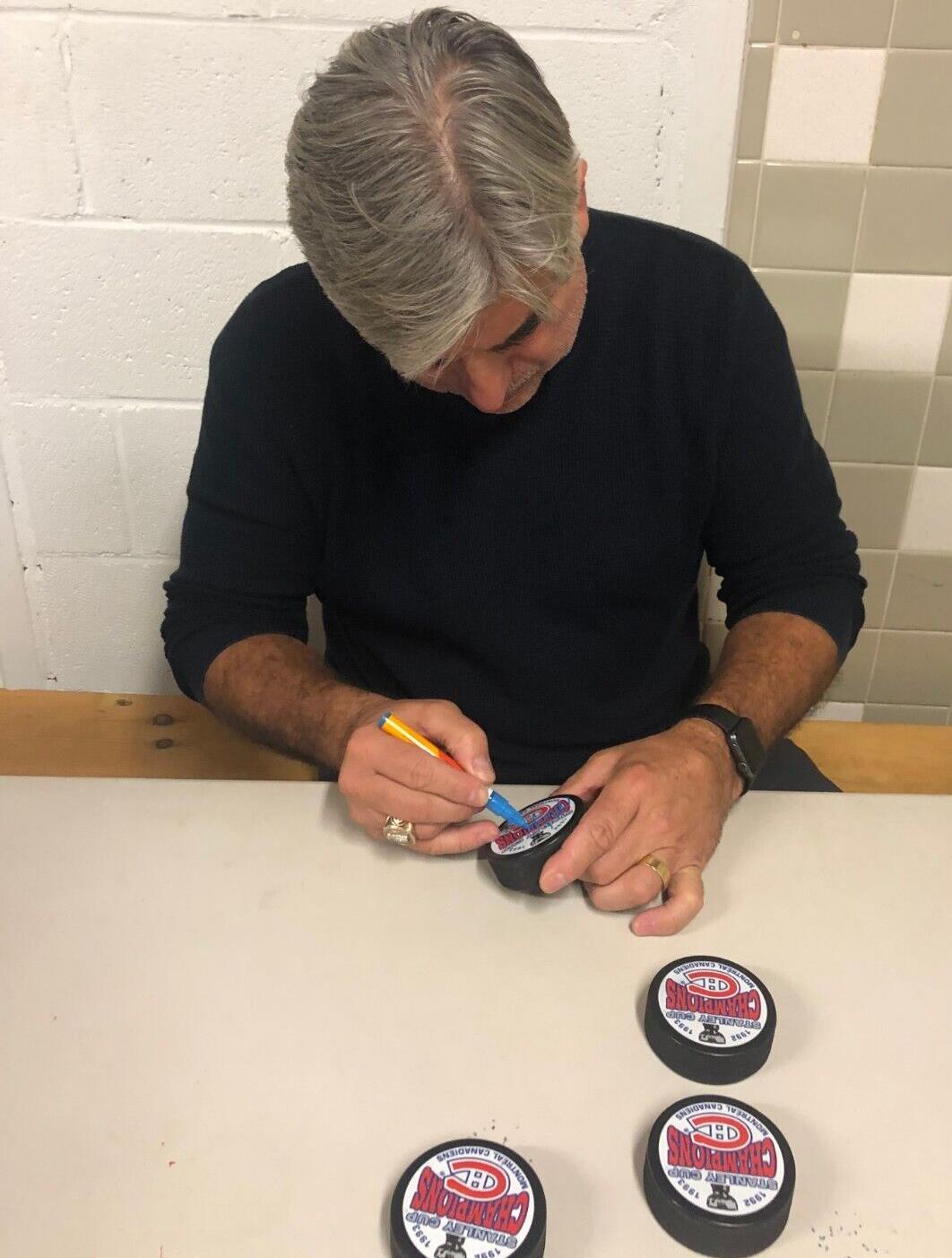 Autographed Montreal Canadiens JJ Daigneault 92-93 Stanley Cup Champions Puck