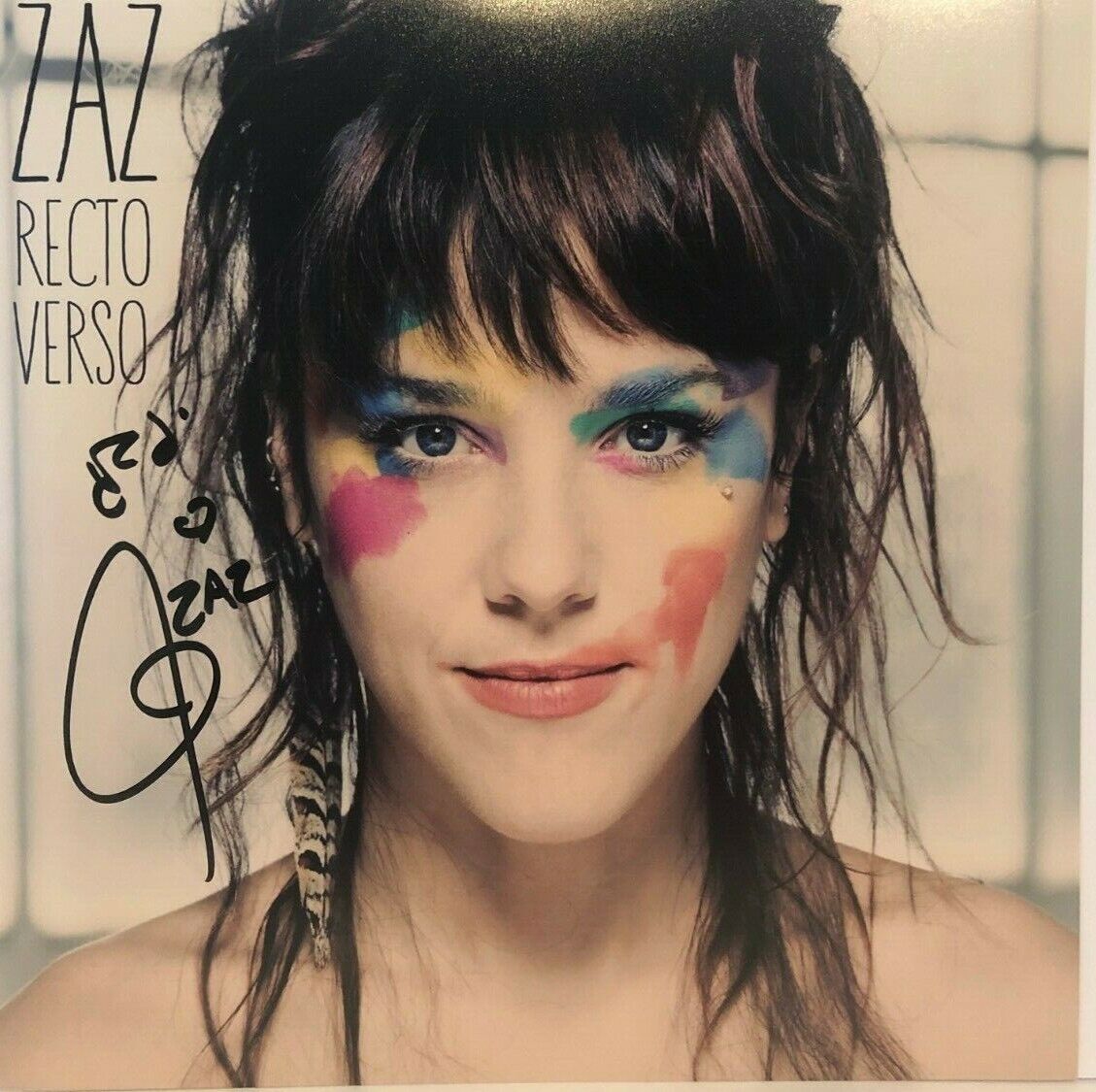 Autographed Zaz Isabelle Geffroy 12x12 PHOTO #2 Recto Verso Original