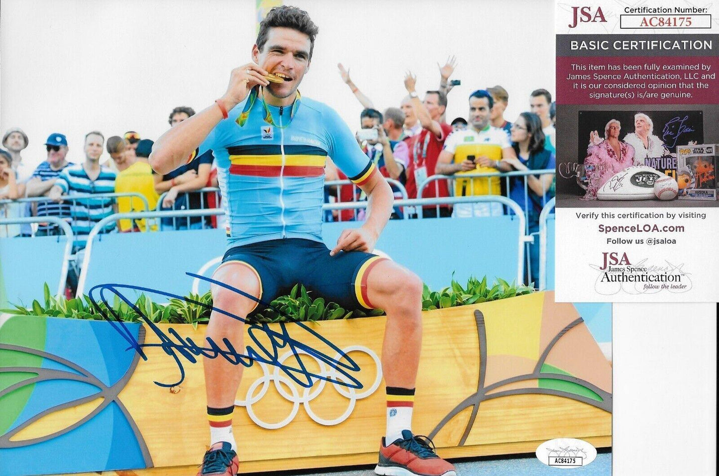 Photo 8x10 autographiée du cycliste Greg Van Avermaet BMC Racing n°1 originale avec JSA