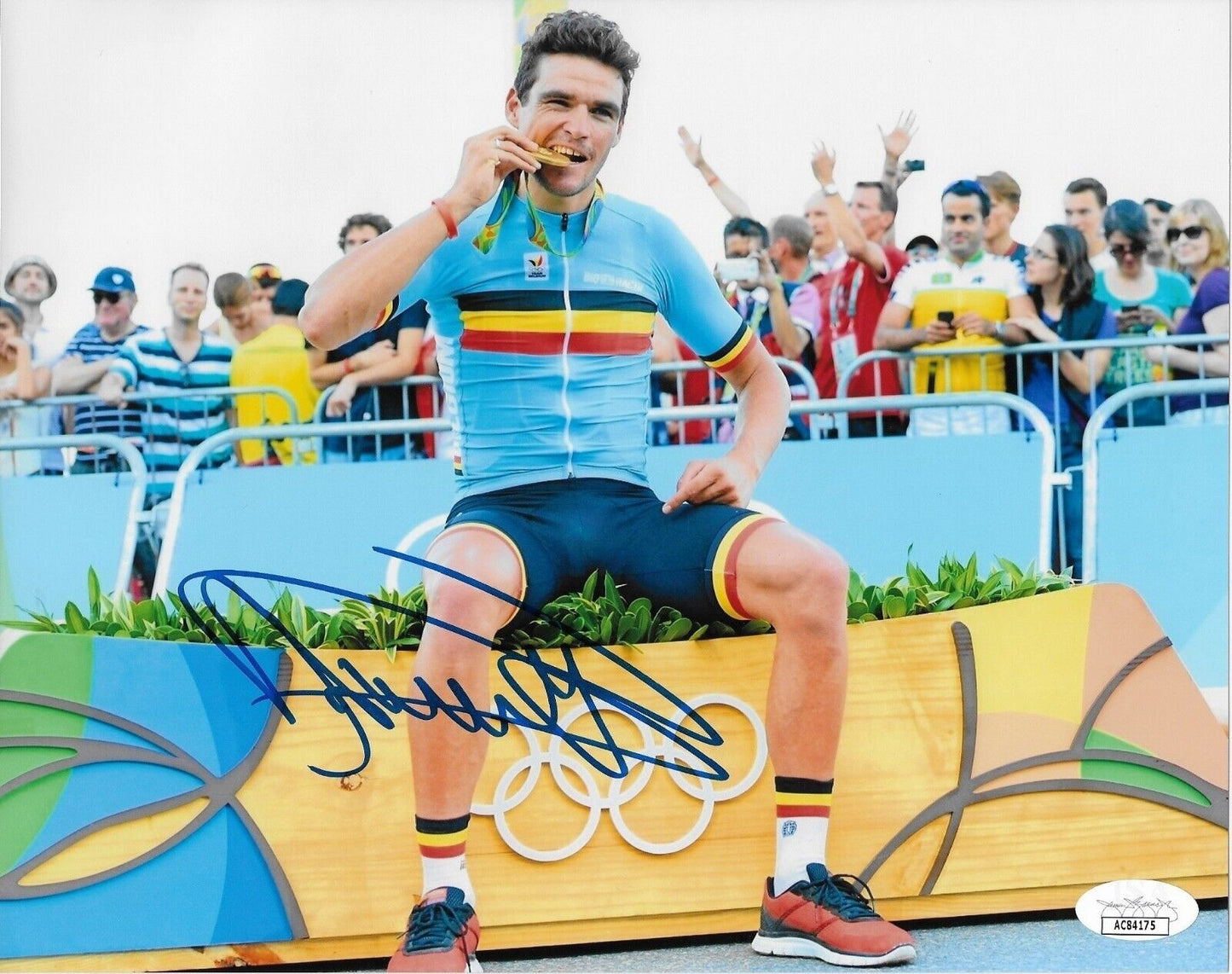 Photo 8x10 autographiée du cycliste Greg Van Avermaet BMC Racing n°1 originale avec JSA