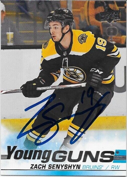 Carte de recrue signée Zach Senyshyn UD 2019-20 Young Guns des Bruins de Boston