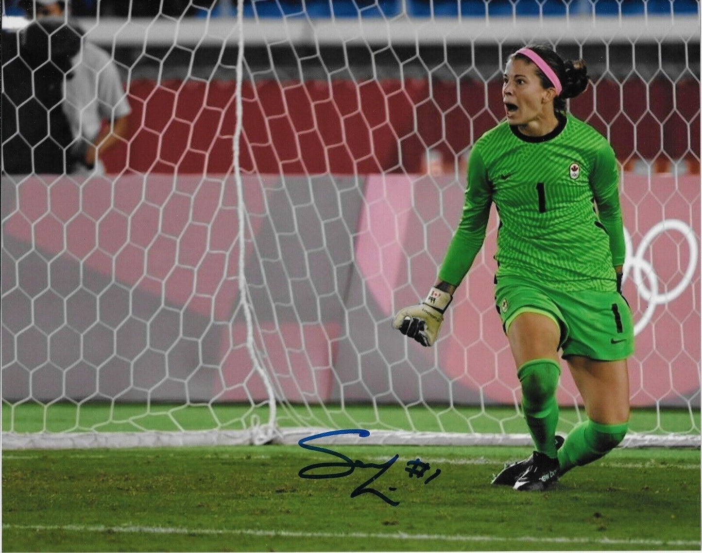 Auto. Stephanie Labbe Team Canada Soccer Gold 2020 Tokyo Olympics 8x10 Photo #2