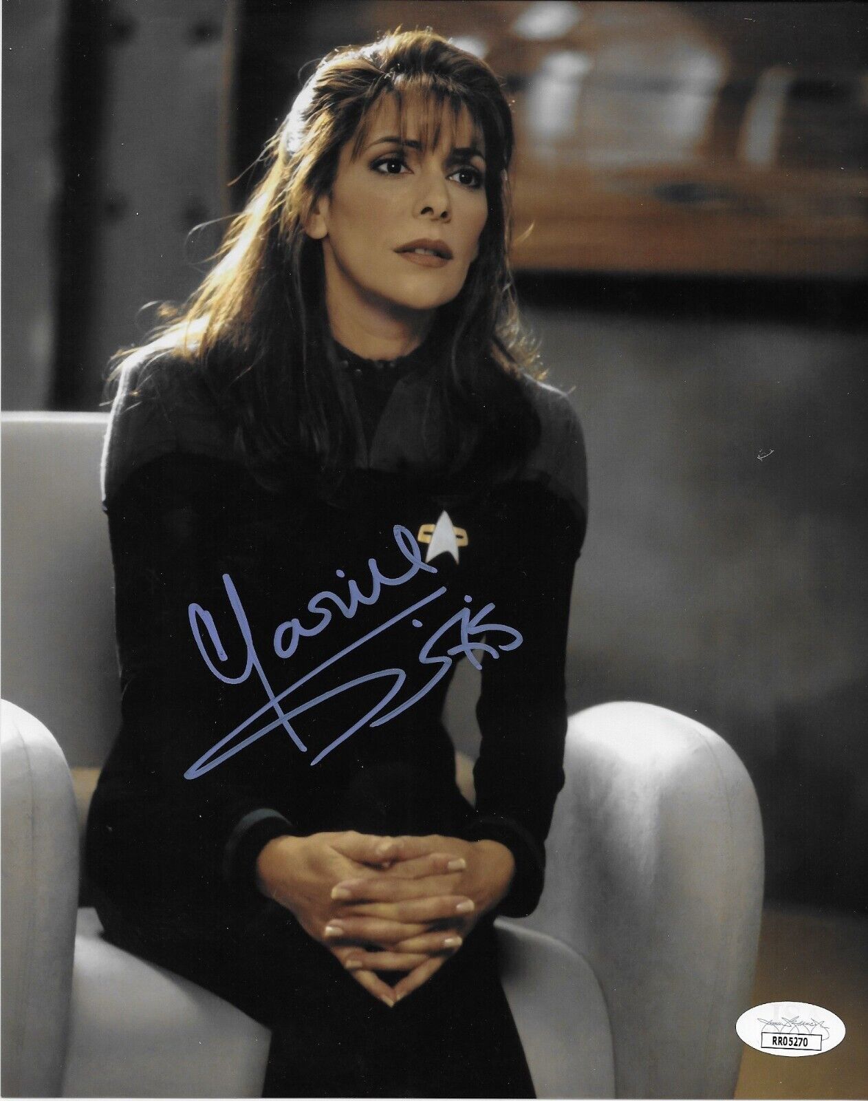 Photo 8x10 originale signée Marina Sirtis de Star Trek n°1 avec authentification JSA