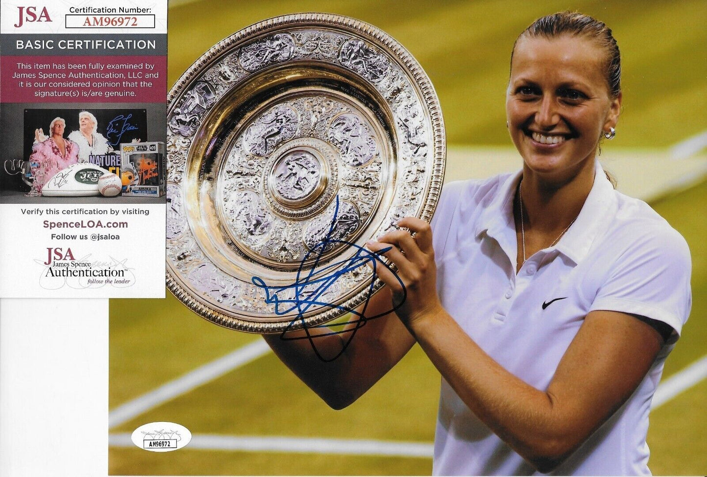 Photo autographiée de Petra Kvitova Tennis Wimbledon 2014 8x10 #6 Authentification JSA