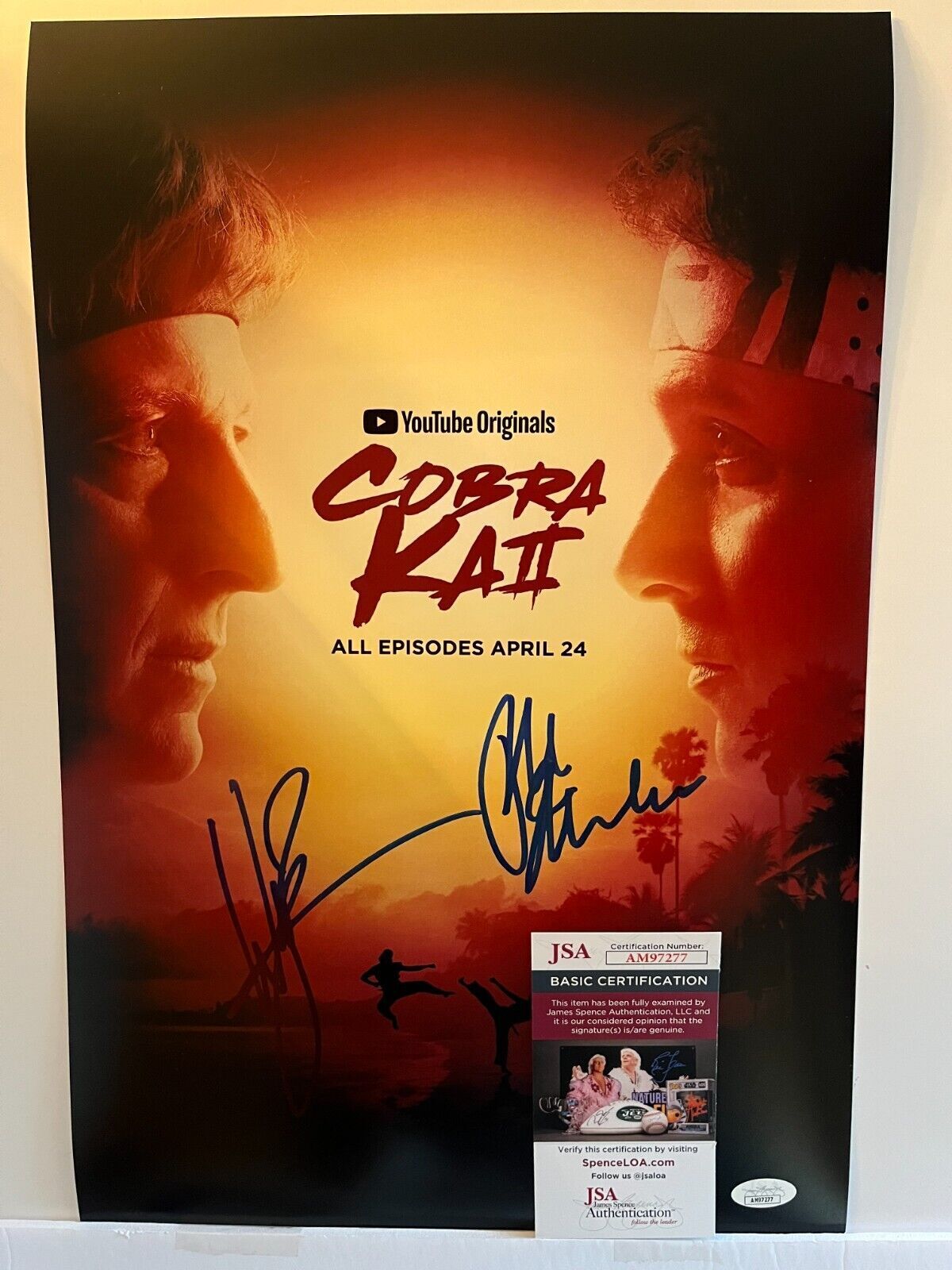 Autographed Ralph Macchio William Zabka Cobra Kai 12x18 Photo signed JSA