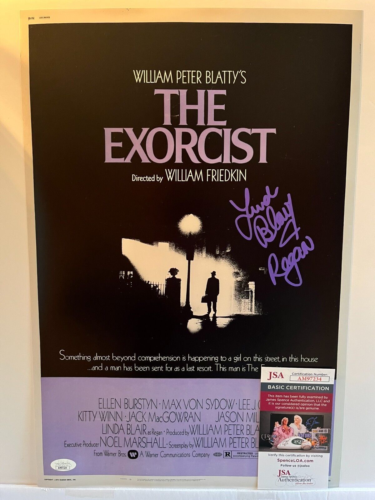 Autographed Linda Blair The Exorcist 12x18 Photo signed JSA Regan 2