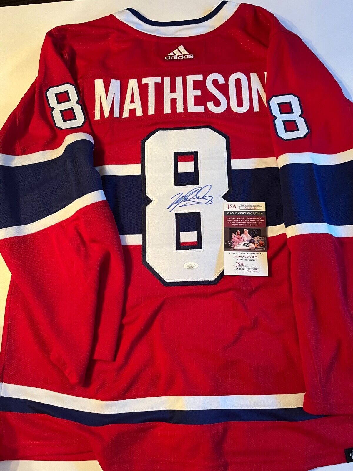 Maillot authentique autographié Adidas des Canadiens de Montréal Michael Matheson avec JSA