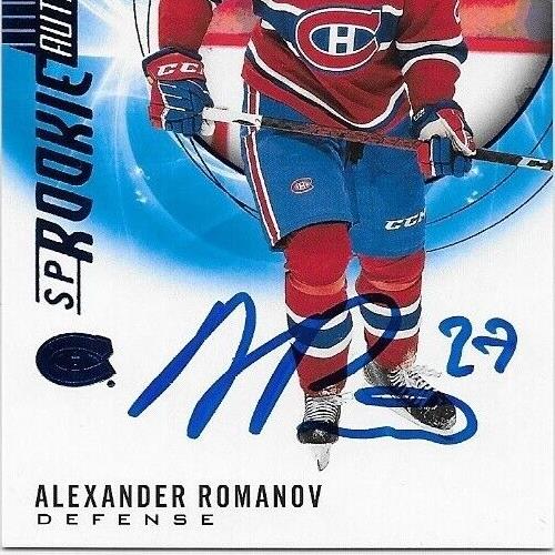 Autographed 20/21 UD SP Hockey Alexander Romanov Montreal Canadiens Rookie Card
