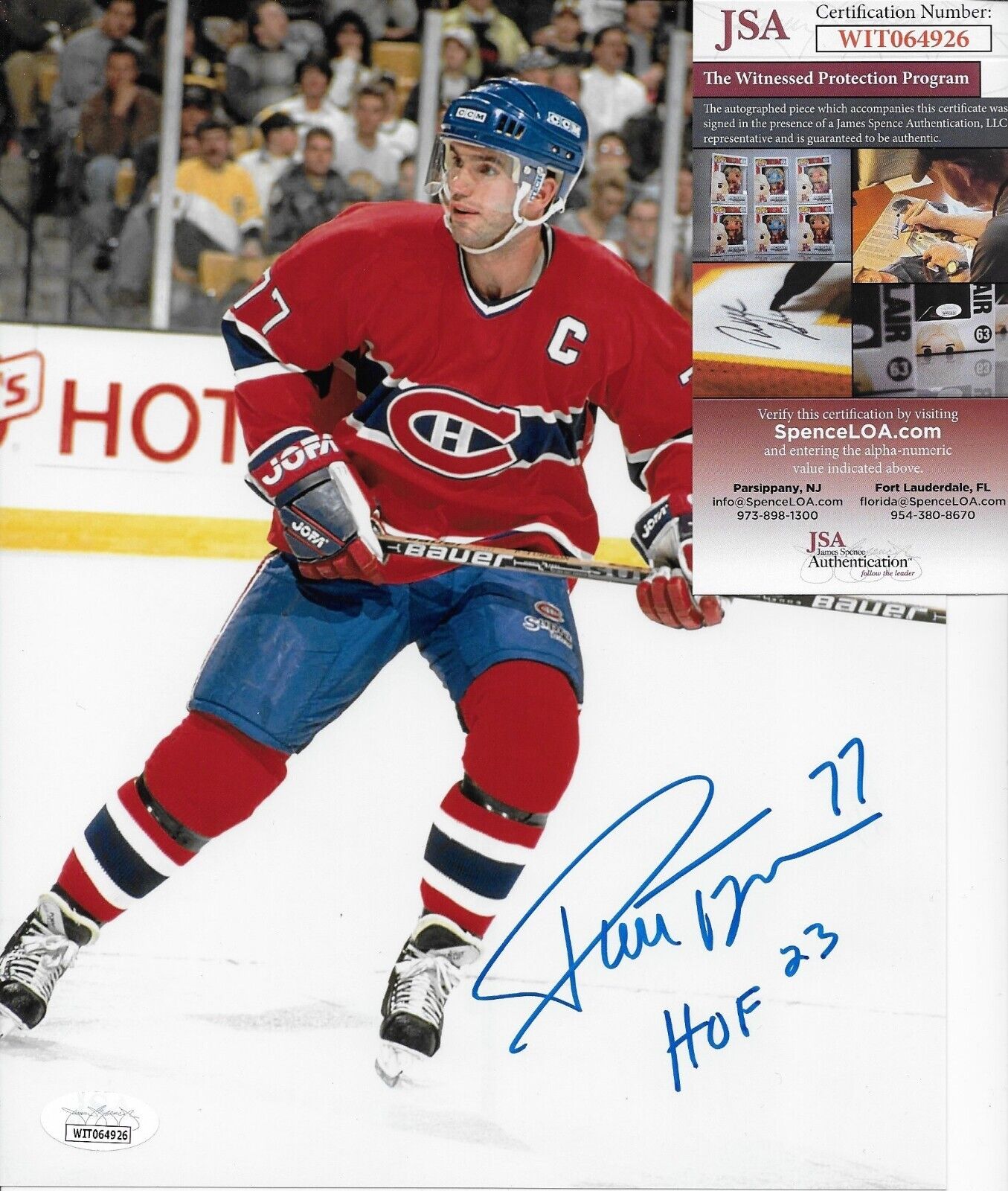 Signed Pierre Turgeon Montreal Canadiens 8x10 Photo #2 Inscribed HOF 23 with JSA
