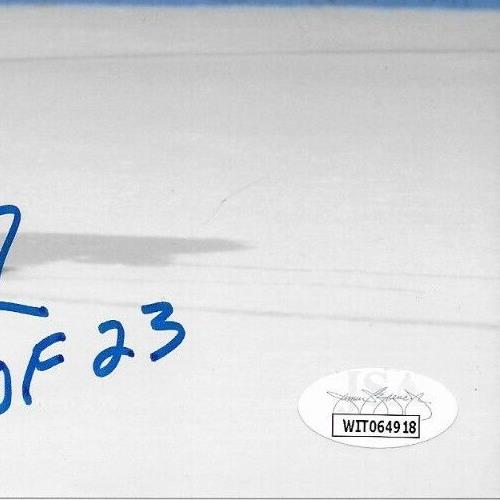 Photo 8x10 signée Pierre Turgeon Buffalo Sabres #16 avec inscription HOF 23 et JSA
