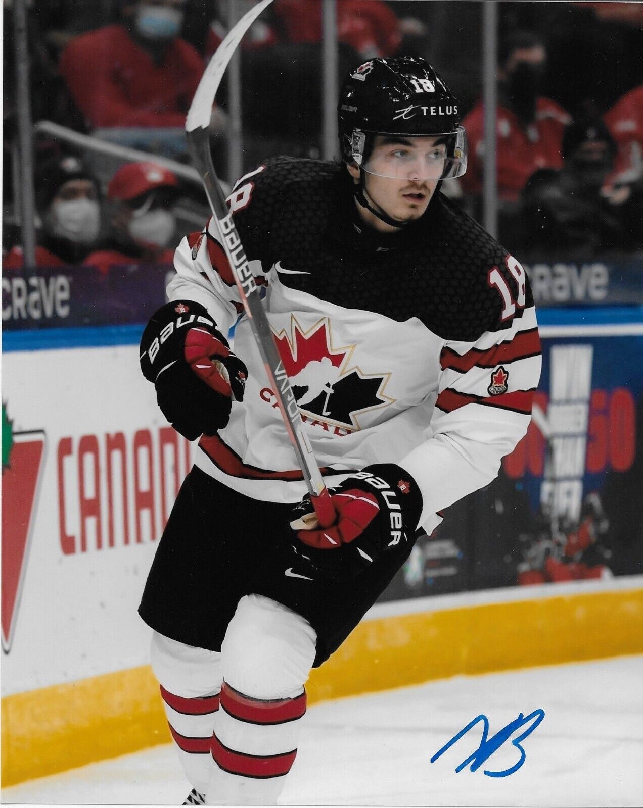 Autographed Oilers Prospect Xavier Bourgault Team Canada 8x10 Photo #2 Original