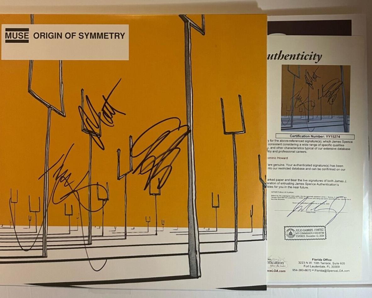 Autographed Muse Origin of Symmetry LP signed by all 3 Vinyl JSA Matt Bellamy