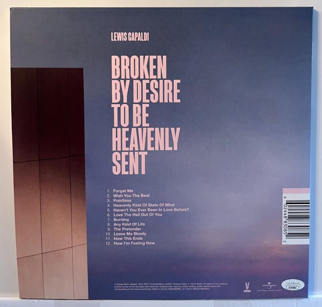 Autographed Lewis Capaldi Broken by Desire to be Heavenly LP signed Vinyl JSA