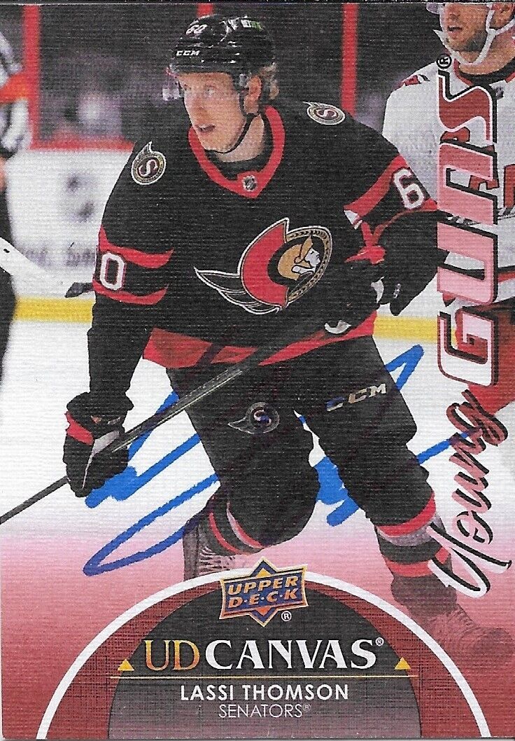 Carte de recrue autographiée 21-22 des Sénateurs d'Ottawa Young Guns Lassi Thomson en toile