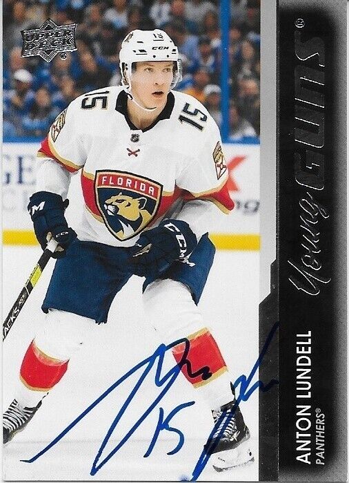 Signed Anton Lundell 2021-22 UD Florida Panthers Young Guns Rookie Card