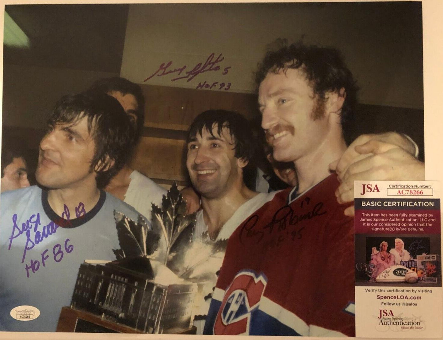 Montreal Canadiens Serge Savard Guy Lapointe Larry Robinson 11x14 Photo #3 w JSA