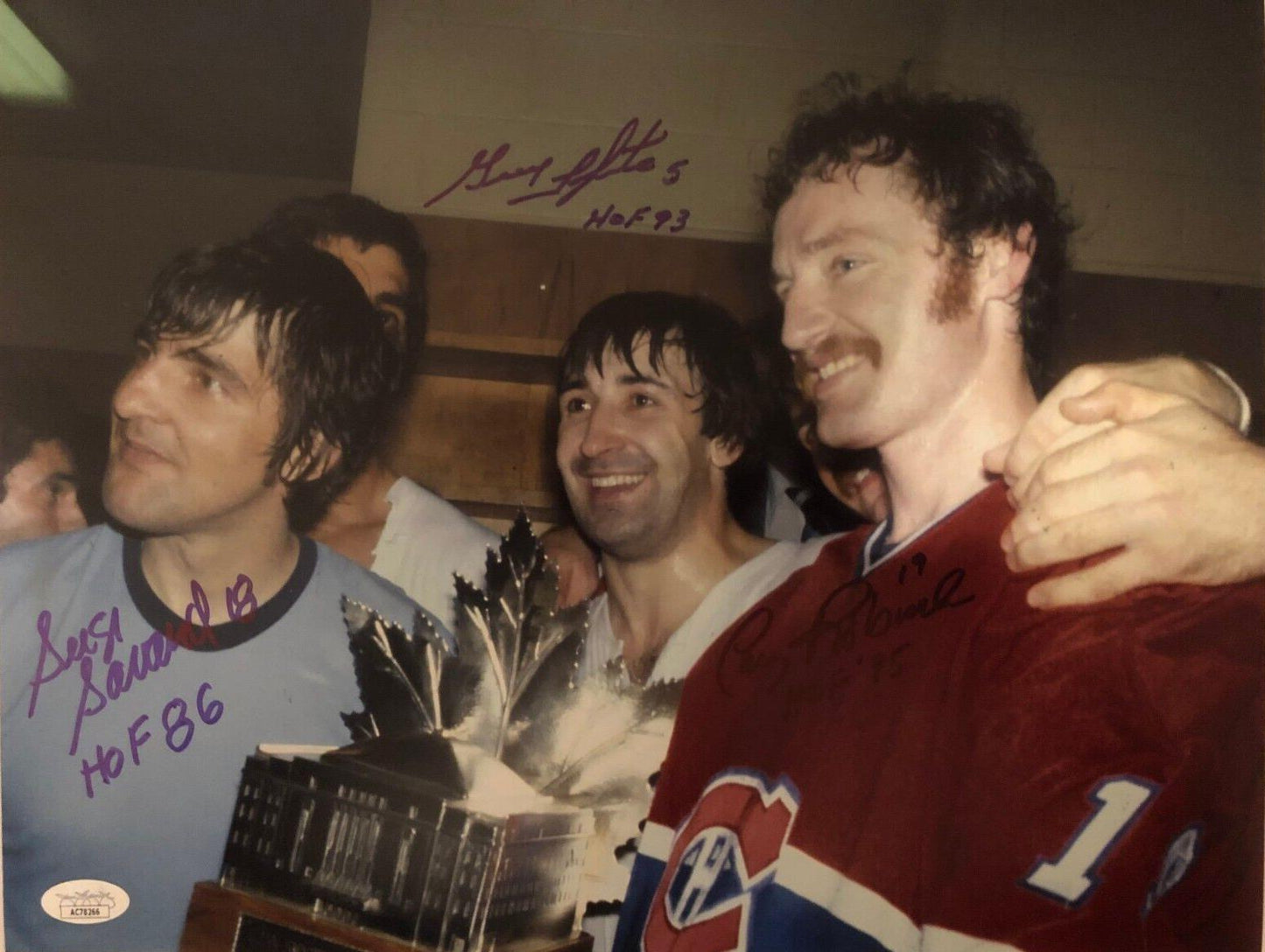 Montreal Canadiens Serge Savard Guy Lapointe Larry Robinson 11x14 Photo #3 w JSA