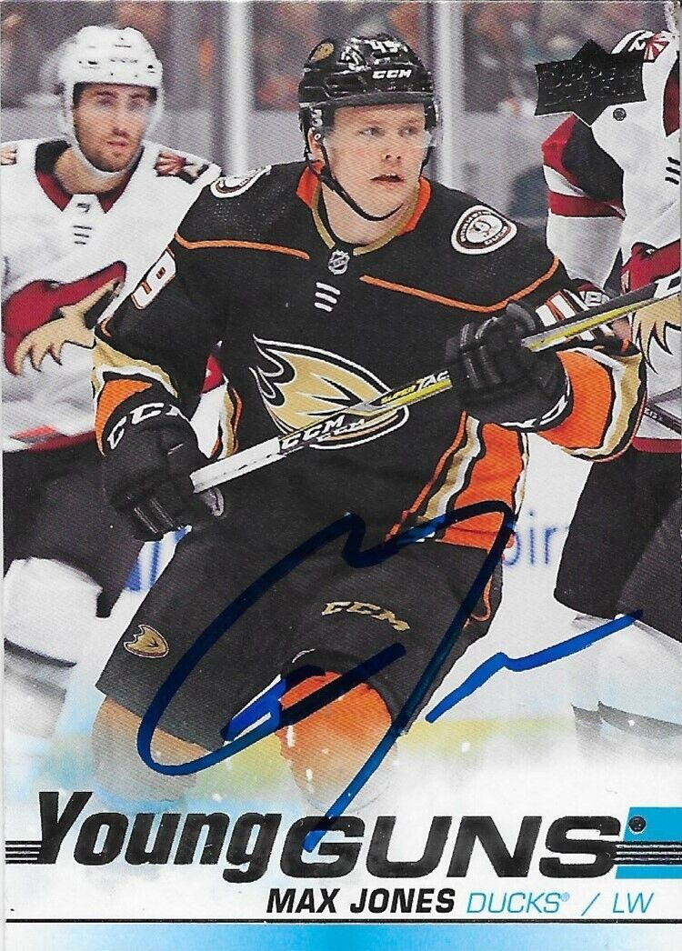 Carte de recrue Young Guns signée Max Jones des Ducks d'Anaheim 2019-20