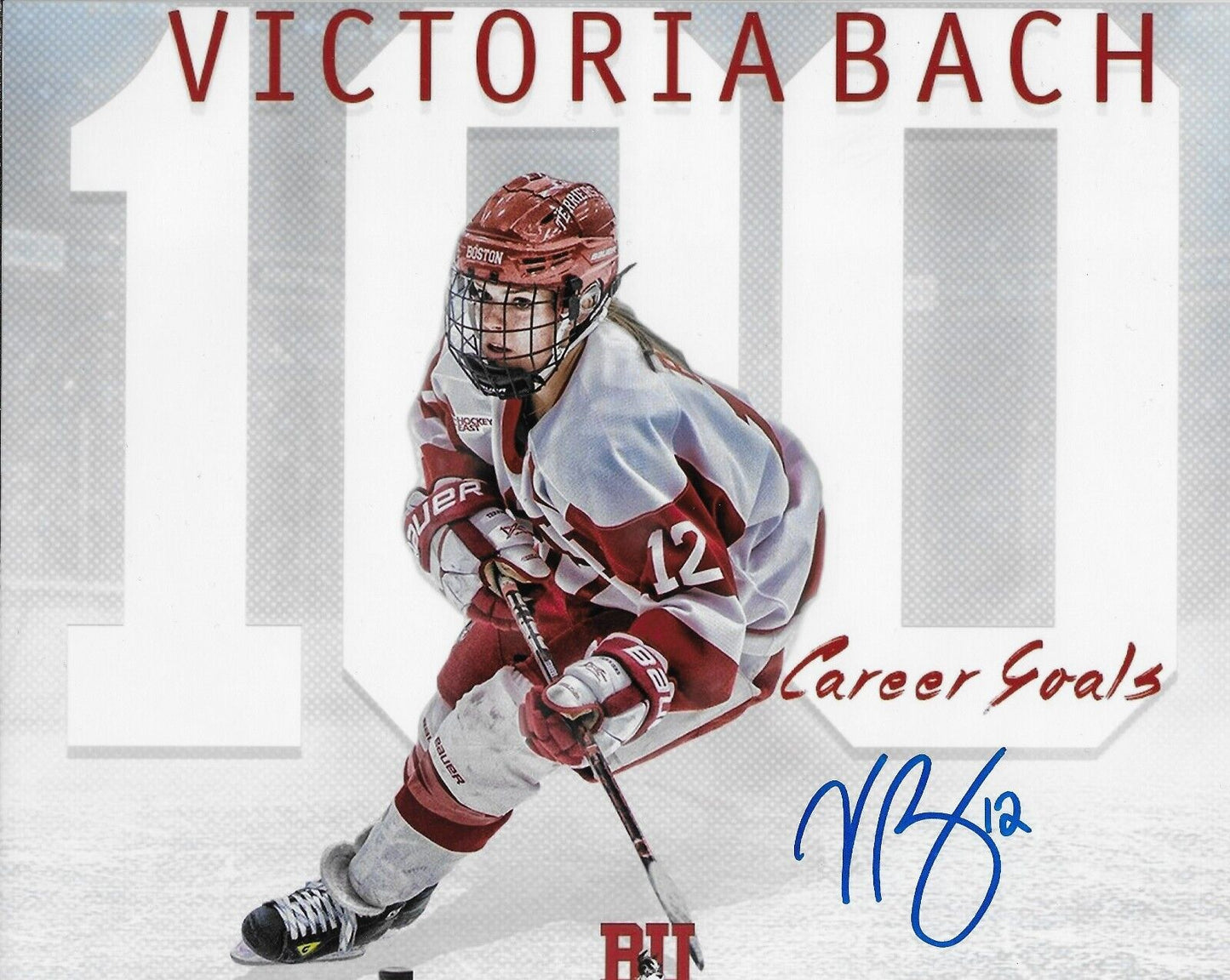 Signed Victoria Bach Team Canada Boston University Womens Hockey 8x10 Photo #5