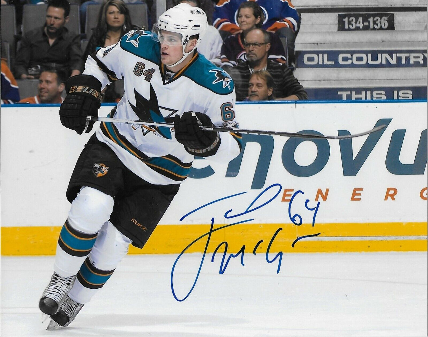 Photo autographiée 8x10 signée Jamie McGinn des Sharks de San Jose #1