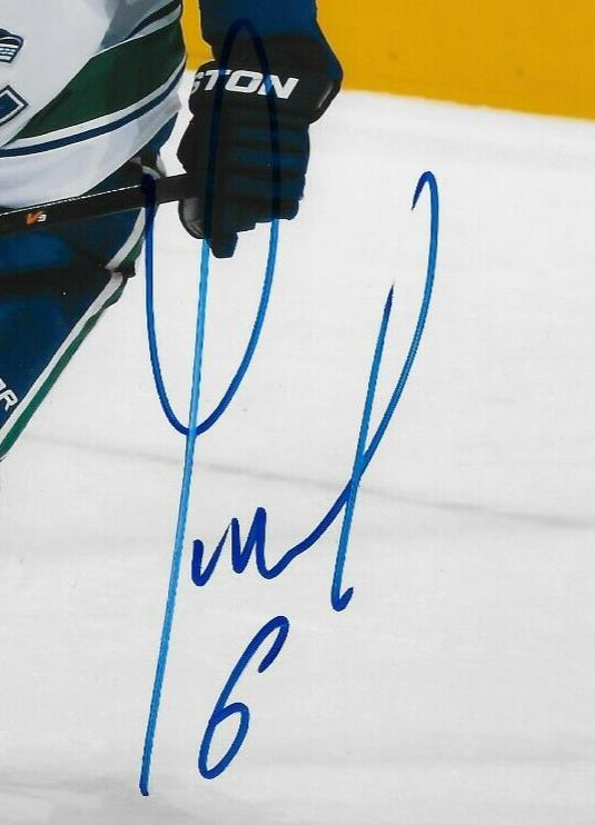 Signed Yannick Weber Vancouver Canucks Autographed 8x10 Photo #2 Original