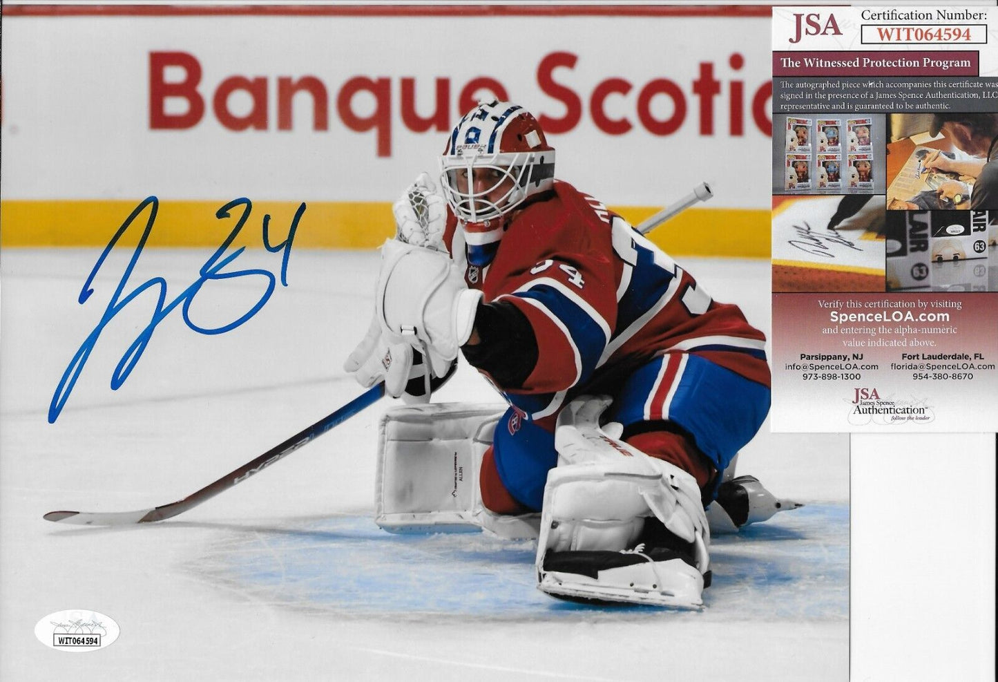 Photo 8x10 signée par Jake Allen des Canadiens de Montréal #21 Signature privée avec JSA