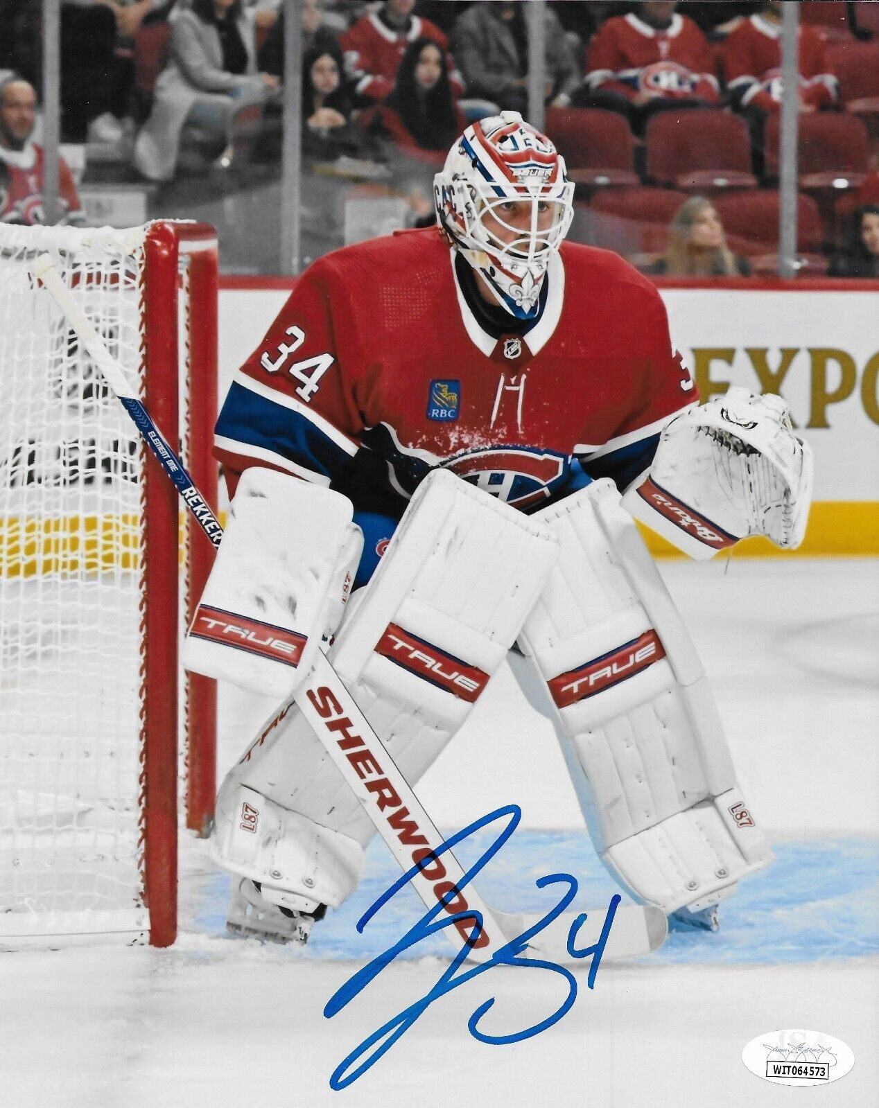 Photo 8x10 signée par Jake Allen, Canadiens de Montréal, n° 16, séance privée avec JSA