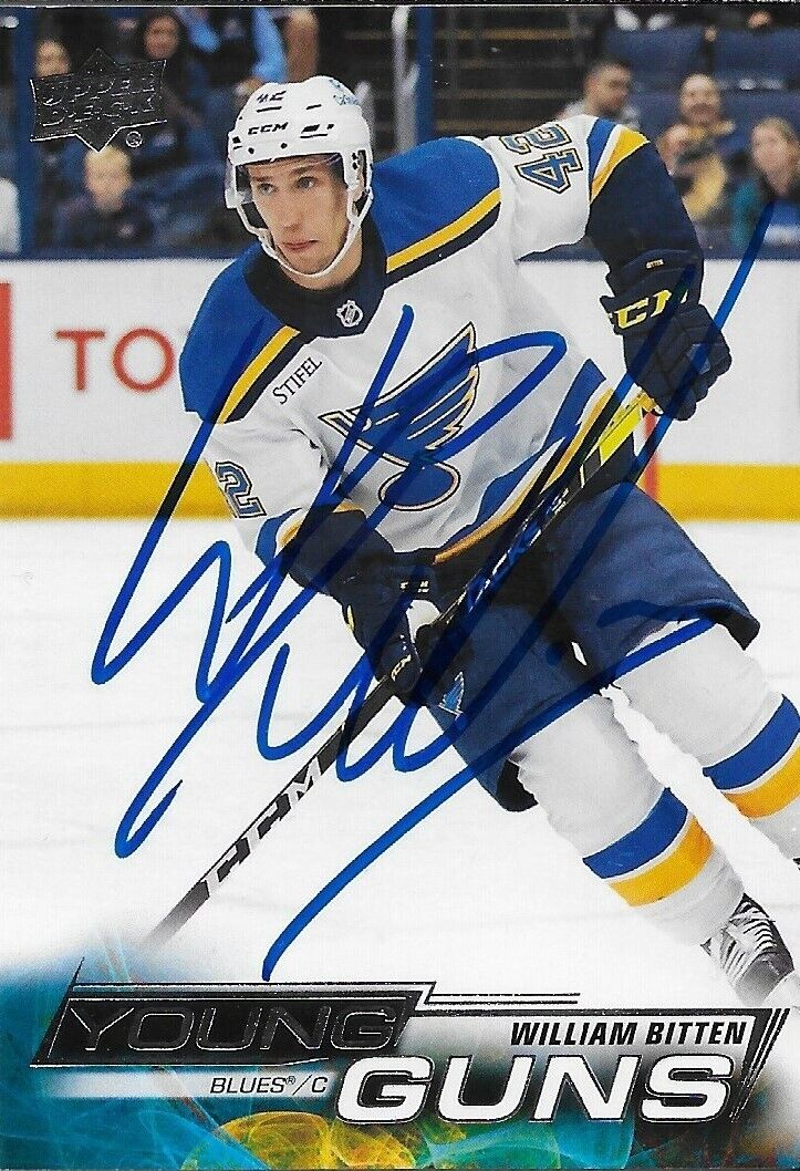 Signed William Bitten 2022-23 UD St. Louis Blues Young Guns Rookie Card