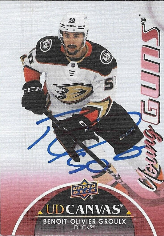 Carte Rookie signée Benoit Olivier Groulx 21-22 UD Anaheim Ducks Young Guns