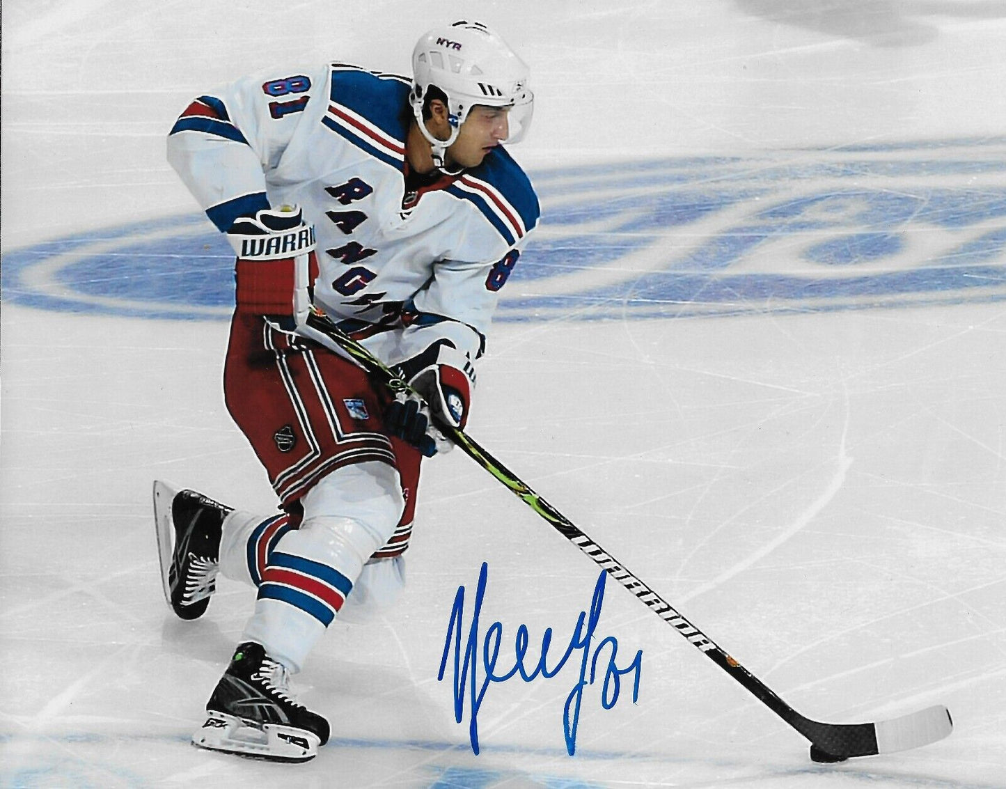 Photo originale signée Enver Lisin des Rangers de New York 8x10 #3 PETITE TACHE