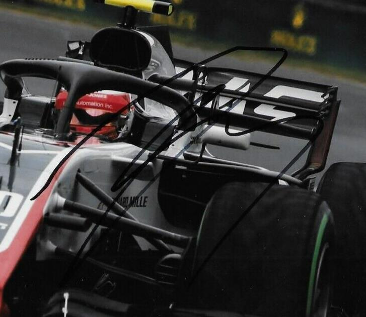 Photo 8x10 signée Kevin Magnussen Formule 1 Haas Racing #4 2018 Original