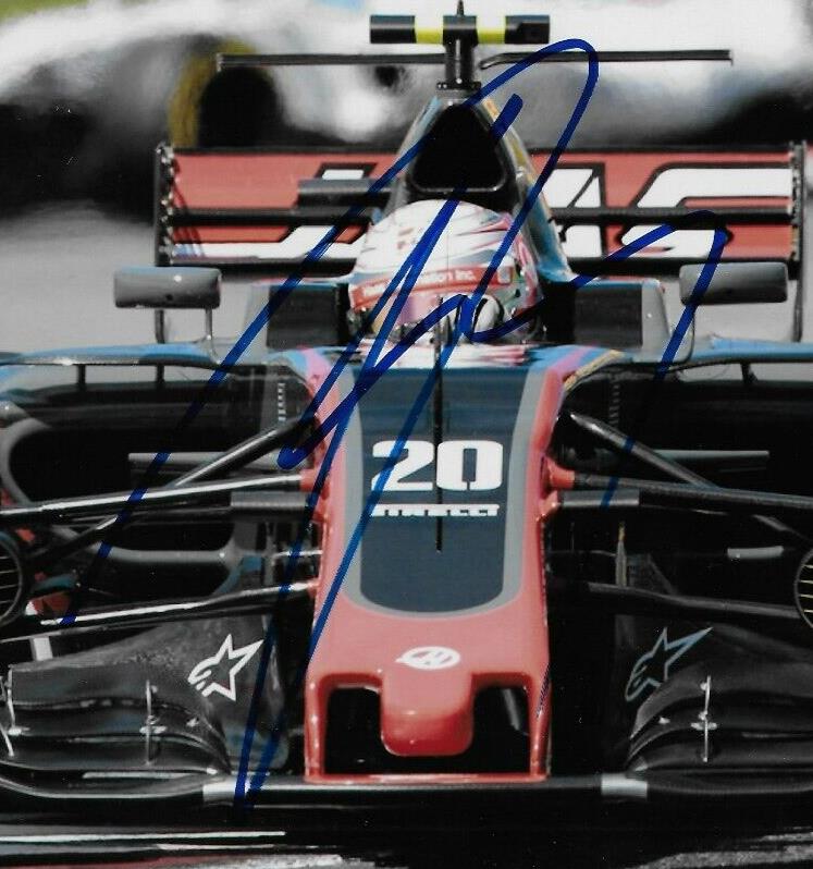Photo 8x10 signée Kevin Magnussen Formule 1 Haas Racing #10 2018 Original