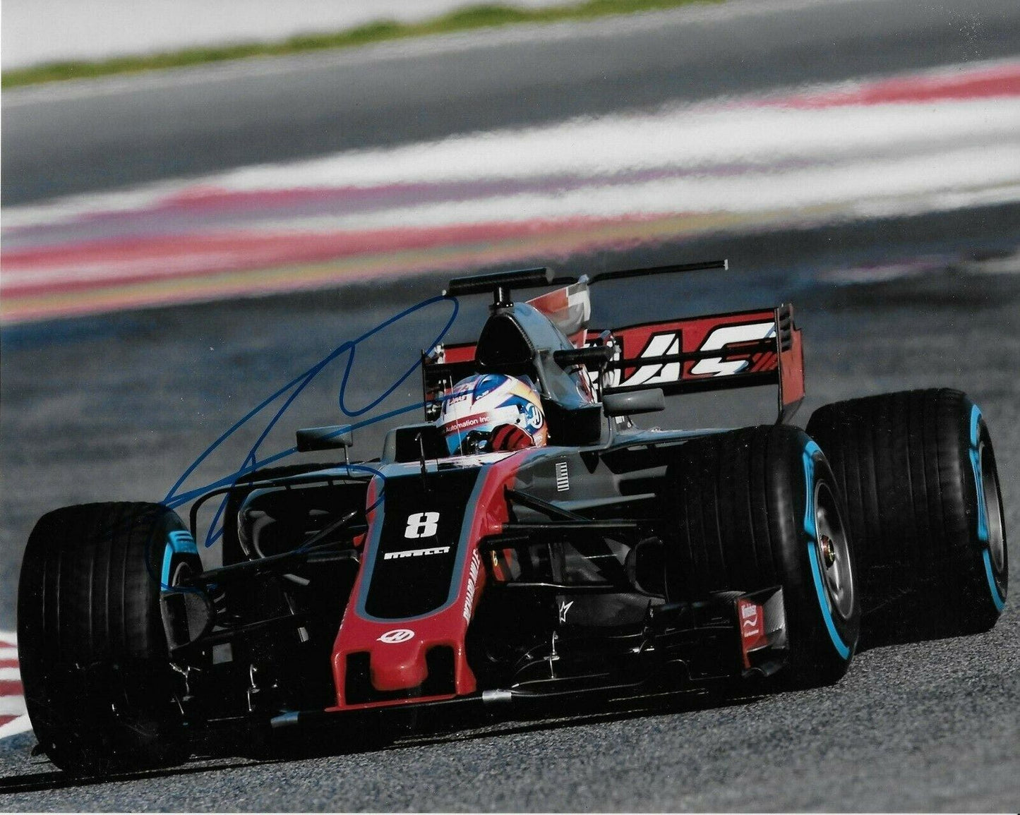 Photo autographiée 8x10 signée Romain Grosjean Formule 1 Haas Racing #1 Original