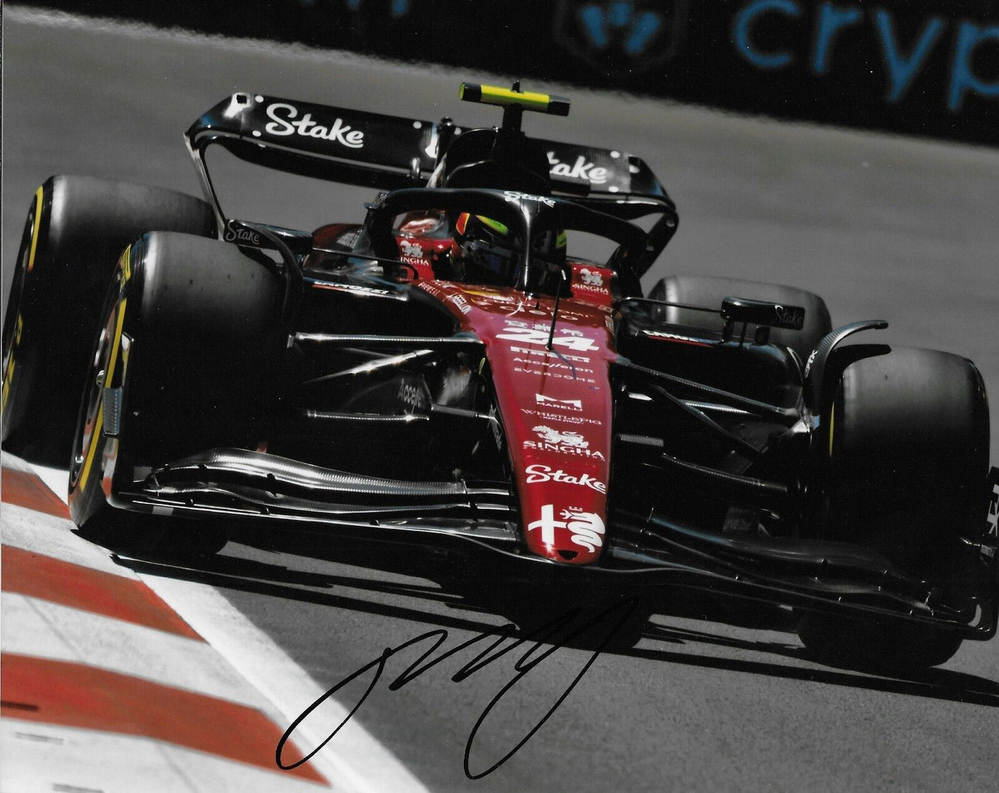 Signed Zhou Guanyu Formula 1 Kick Sauber Ferrari Racing 8x10 Photo #11 Original