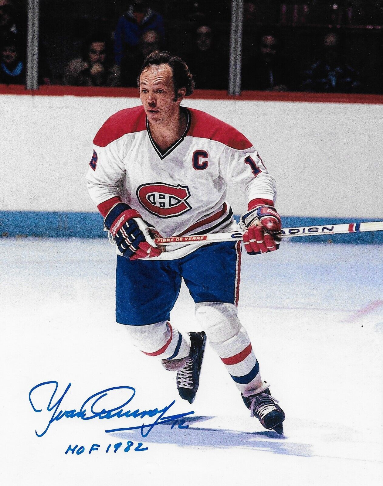 Signed Yvan Cournoyer Montreal Canadiens 8x10 #2 Photo with Hof F 82 Inscription