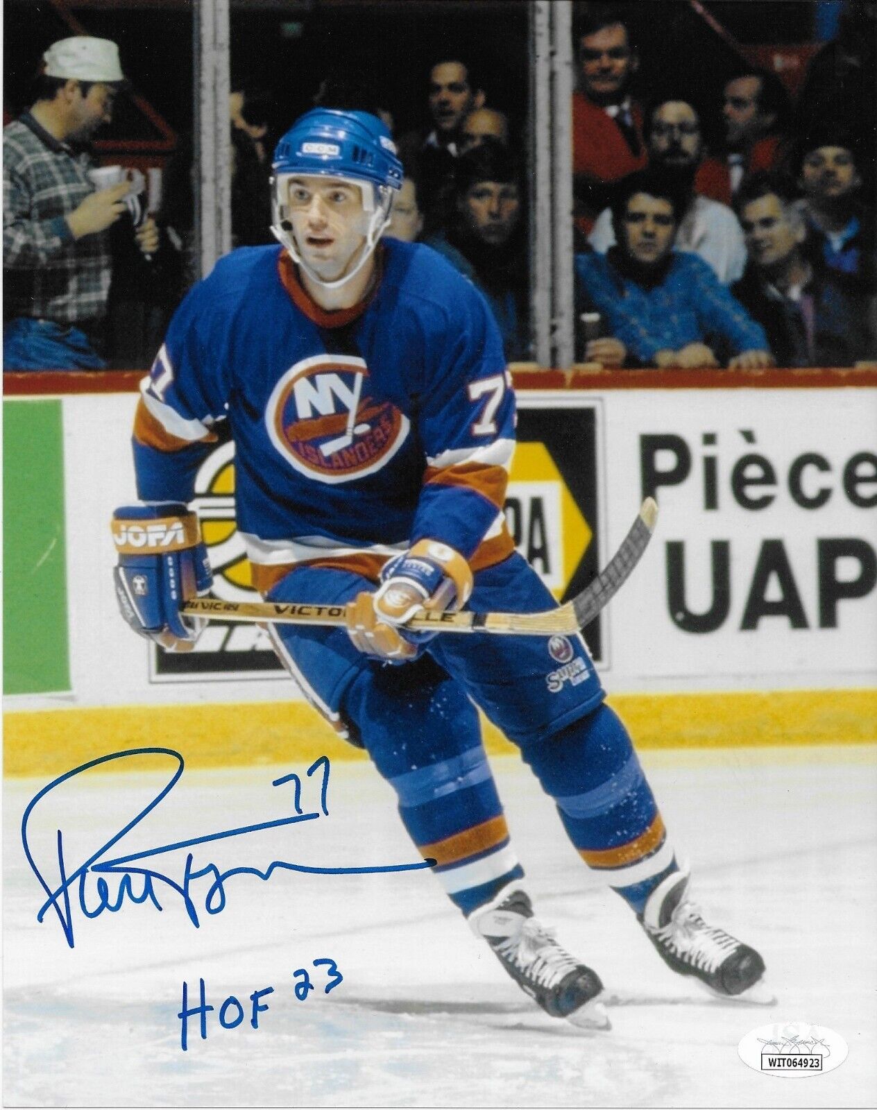 Signed Pierre Turgeon New York Islanders 8x10 Photo #18 Inscribed HOF 23 w JSA