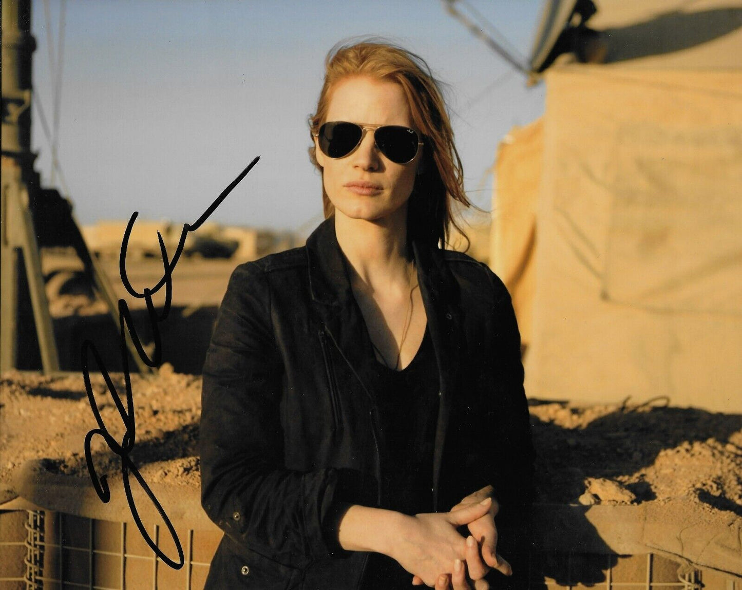 Photo 8x10 signée par Jessica Chastain Zero Dark Thirty #3 originale