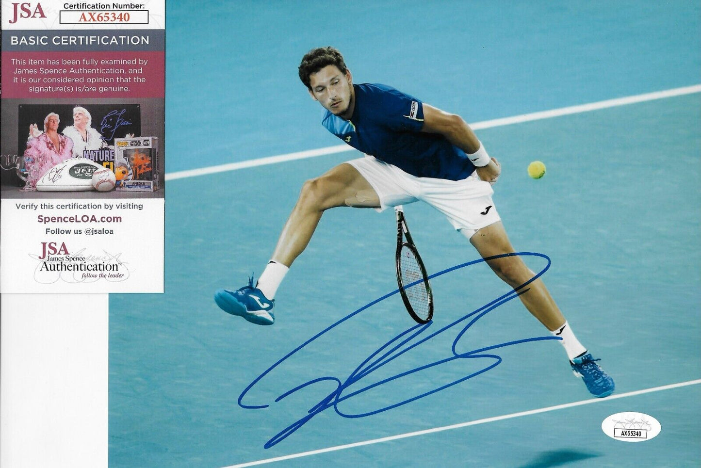 Signed Pablo Carreno Busta ATP Tennis 8x10 Photo 4 Original w JSA Authentication