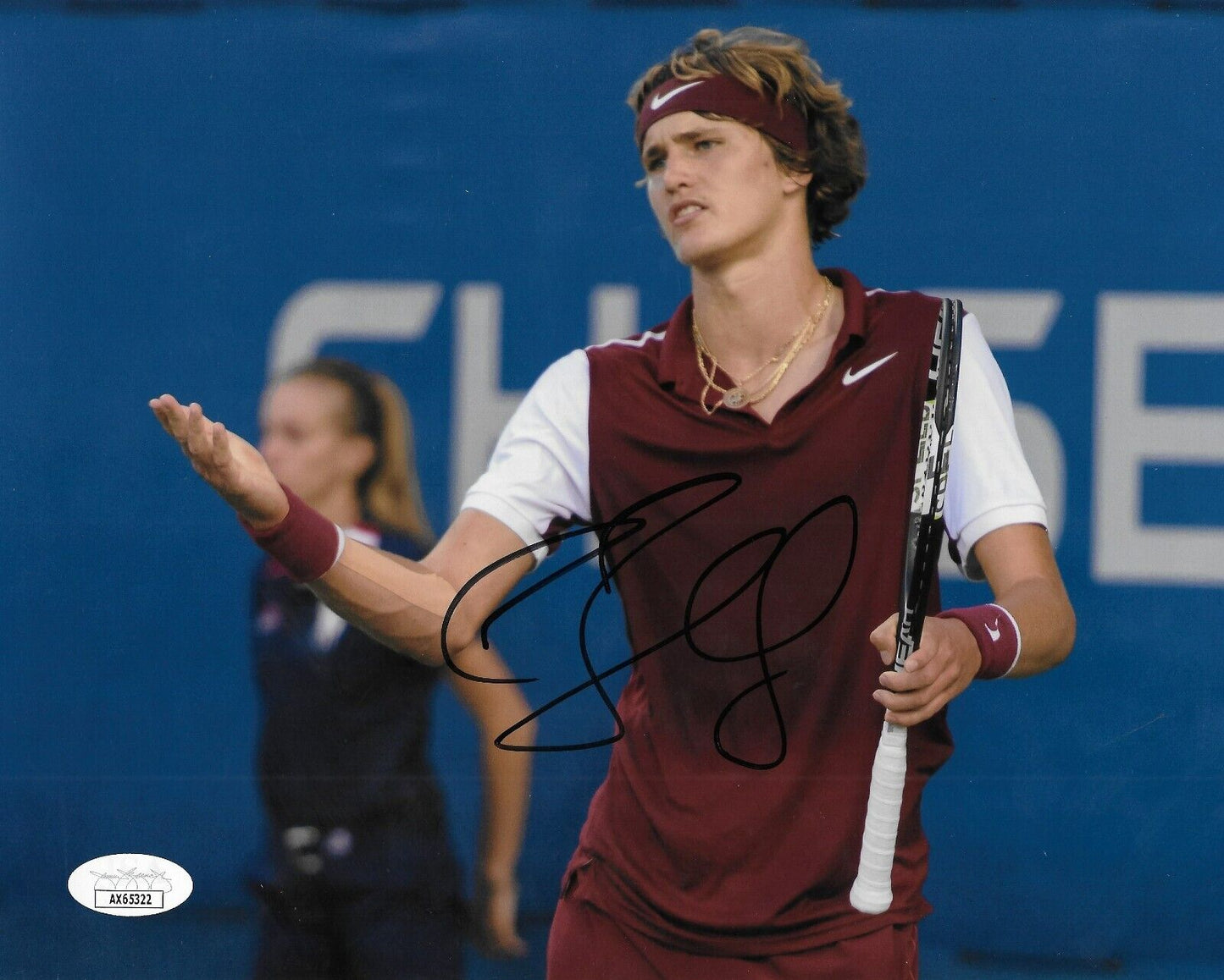 Photo 8x10 originale signée Alexander Zverev ATP Tennis #3 avec authentification JSA