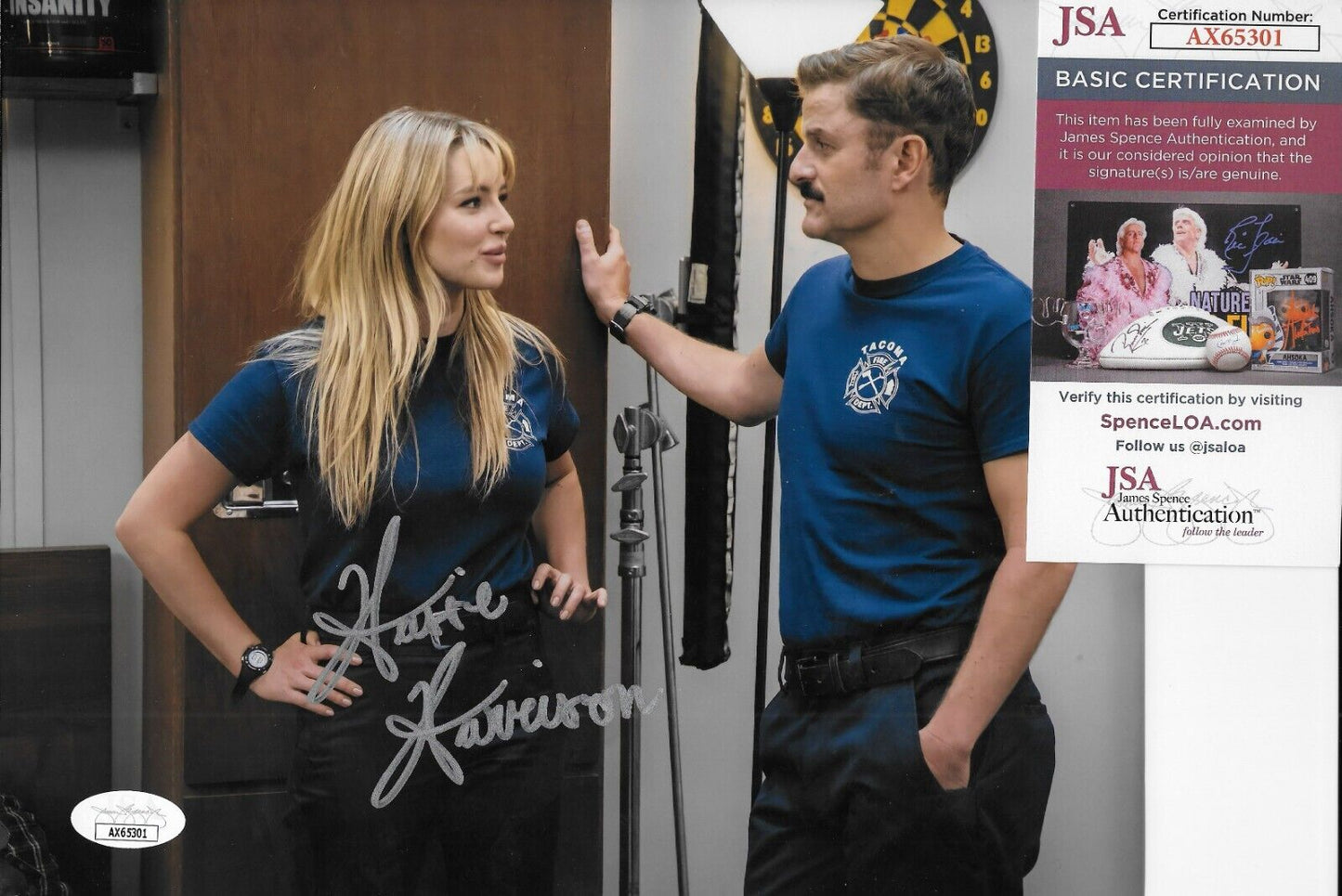 Signed Hassie Harrison Yellowstone Tacoma FD 8x10 Photo #3 w JSA Authentication