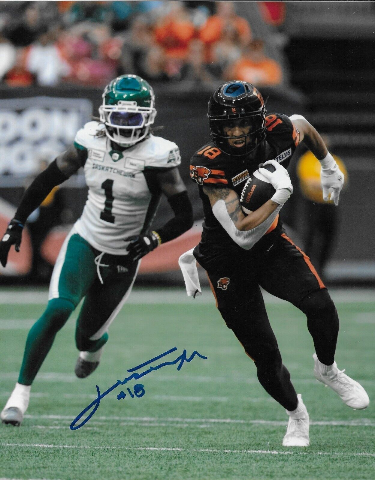 Photo autographiée 8x10 signée Justin McInnis BC Lions #1 Original