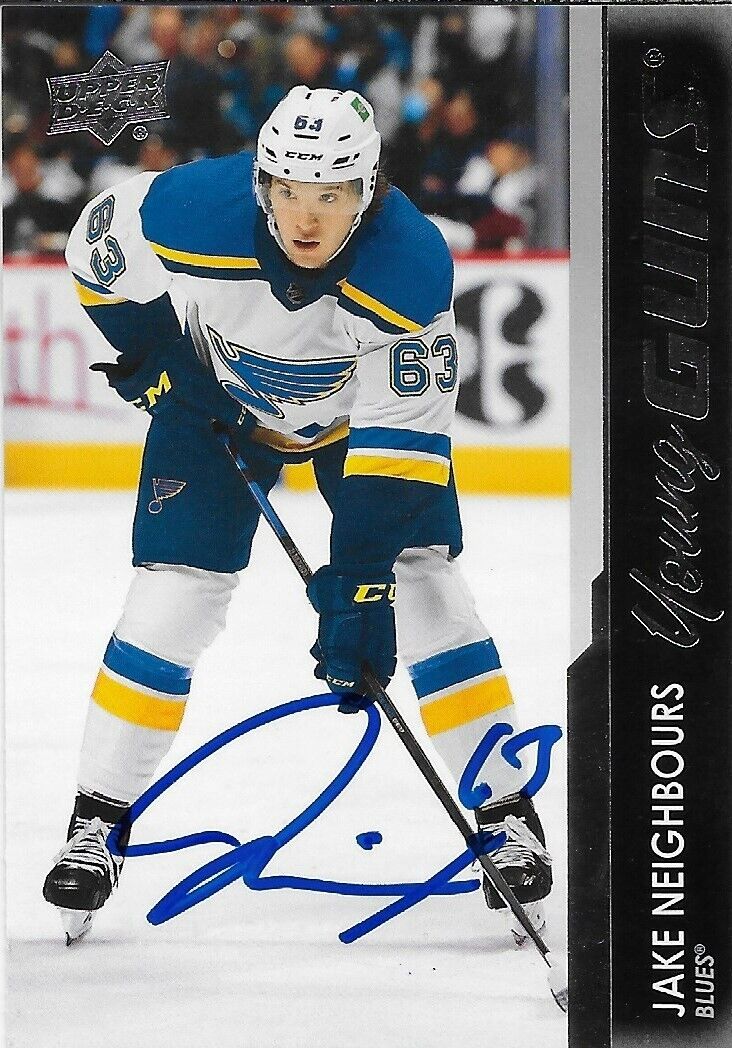 Carte de recrue signée Jake Neighbours 2021-22 UD Young Guns St. Louis Blues